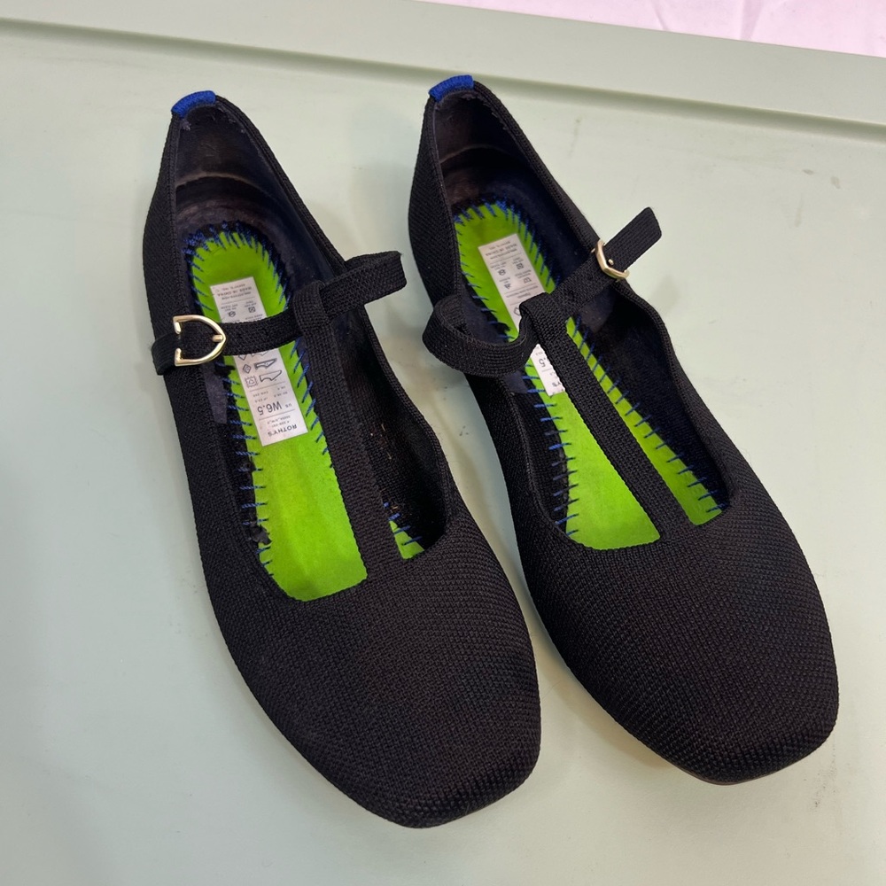 Rothy’s The Square Mary Jane Flats Black Women’s Size 6.5